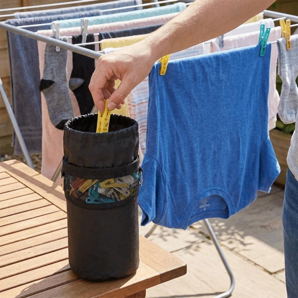 Oxford Cloth Drawstring Storage Bag Adjustable Large Capacity Clothespin Storage Bucket with Shoulder Strap Wear-resistant