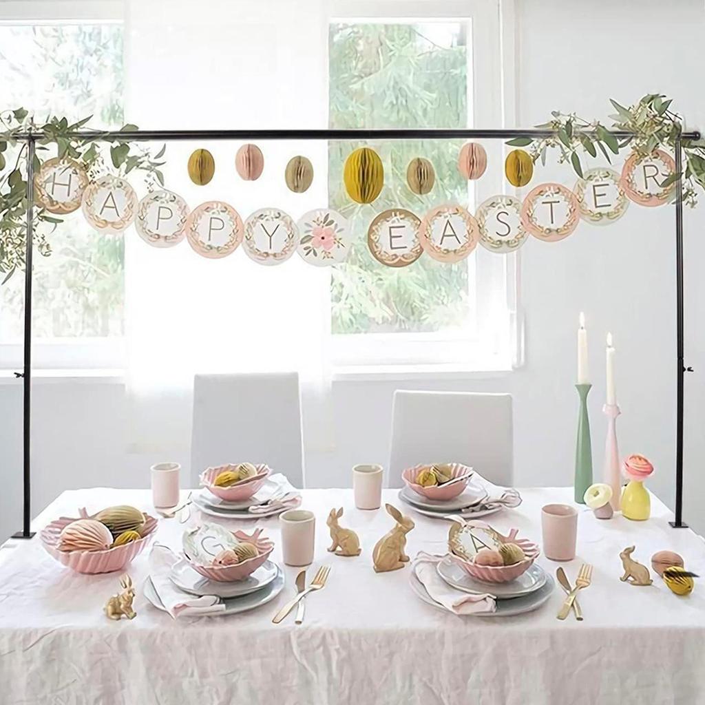 מעמד מסגרת מוט מעל השולחן למסיבה, קישוט חג המולד, מחזיק זר, באנר בלונים, קישוט לצילום חג, עם קליפסים