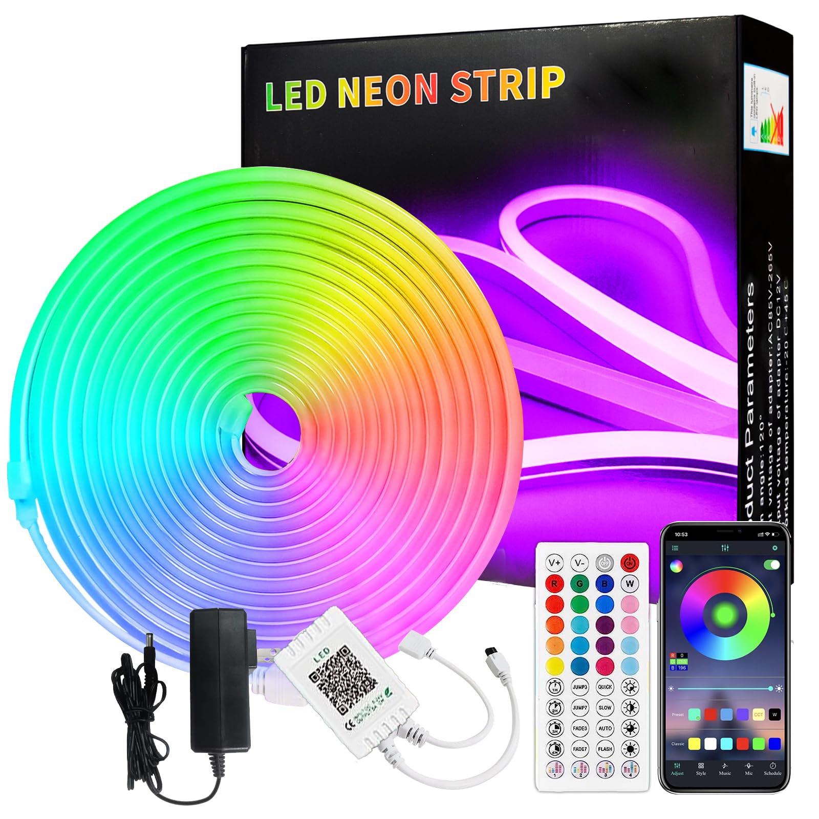 

Neon Light, App Controlled, RGB High Brightness, 15M EL Fluorescent Tube, IP68 Waterproof, Cuttable, Dimmable, Color Adjustable, DIY Compatible, for