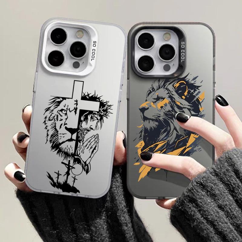 Case for Xiaomi Note 14 12 13 11 10 Pro Plus 5G 10S 11S 12S Cross Pattern Bicolor Lion Phone Cover For Redmi 12 12C 13C 14C 4G