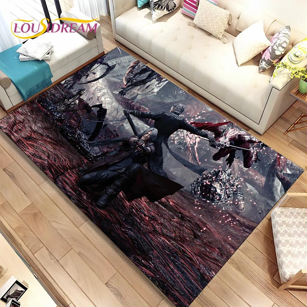 Tapis de jeu 3D HD D-Devil May Cry DMC, Tapis de sol pour salon, chambre à coucher, canapé, paillasson décoratif, tapis de sol antidérapant pour enfants