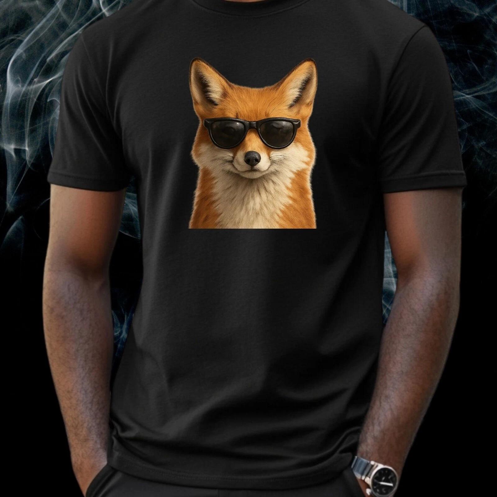 T-Shirt Herren Fuchs mit Sonnenbrille Motiv Baumwolle Größe S bis 5XL XXXL