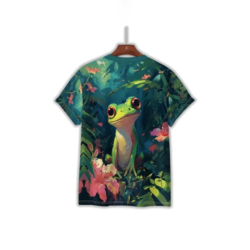 Frog 3D Printed Short Sleeve Summer Vacation Sports Quick Dry Breathable Fashion Comfortable Street T-shirt
