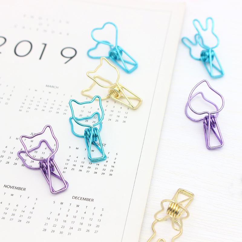 Cute Metal Creative Small Fish Clip Shape Cartoon Colorful Dovetail Clips Ins Girl Style Stationery File Organizer