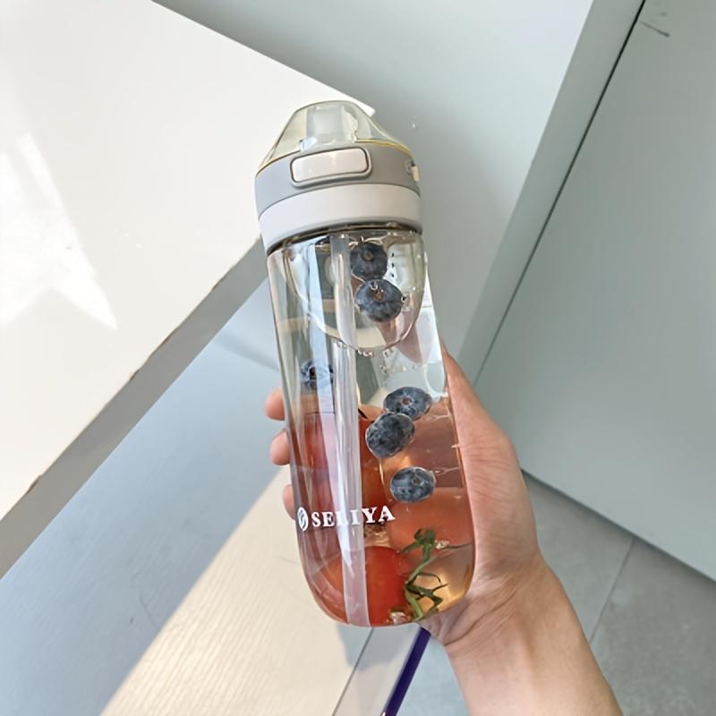 500ml Transparenter Plastikbecher mit Strohhalm, Tragbar, Fallfest, mit Skala, Sport-Wasserflasche, Geeignet für Outdoor-Sportarten, Aktivitäten