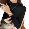 Semi-turtleneck velvet warm inner knitted sweater women's autumn and winter new simple slim long-sleeved versatile integrated velvet base