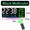 Large Digital Wall Clock with Atmosphere Lights Remote Control Temp Humidity Display LED Table Clock Multifunctional Alarm Clock