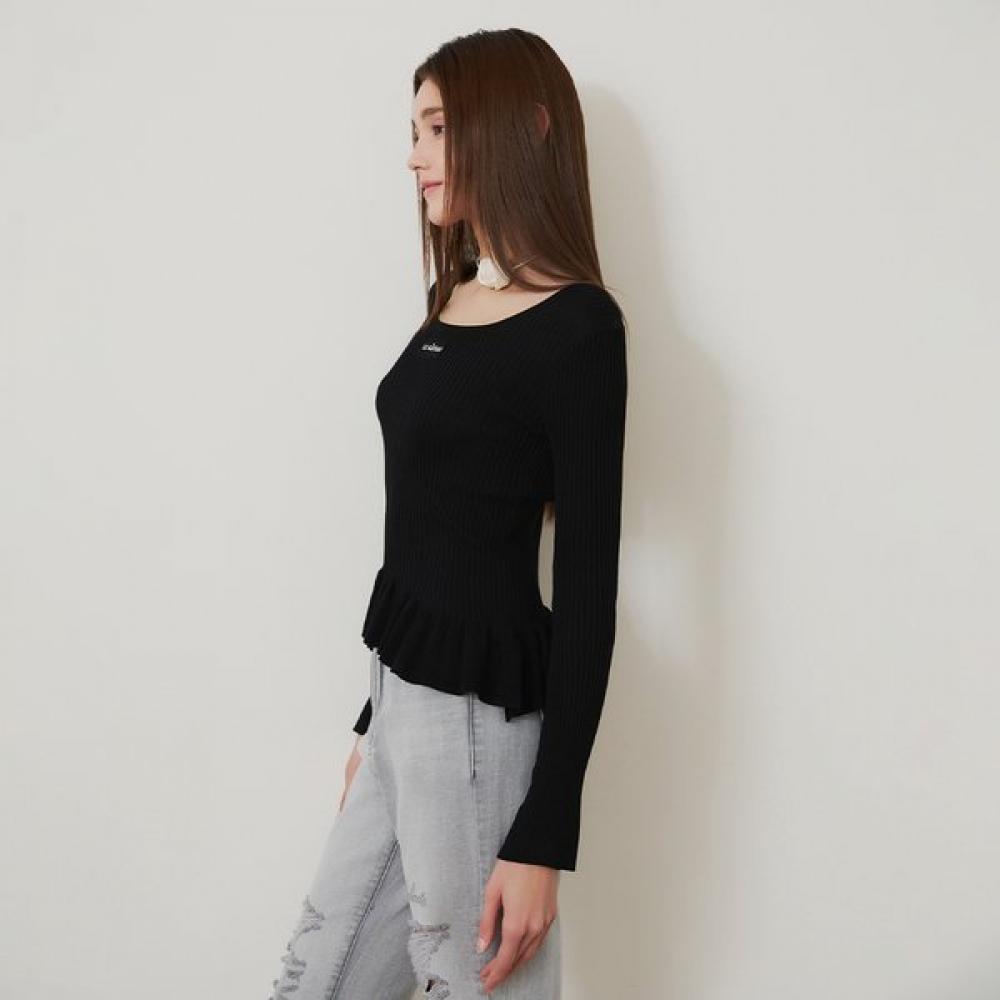 Egoist Unbalanced Ruffle Square Neck Knit Top Es2okl03 
