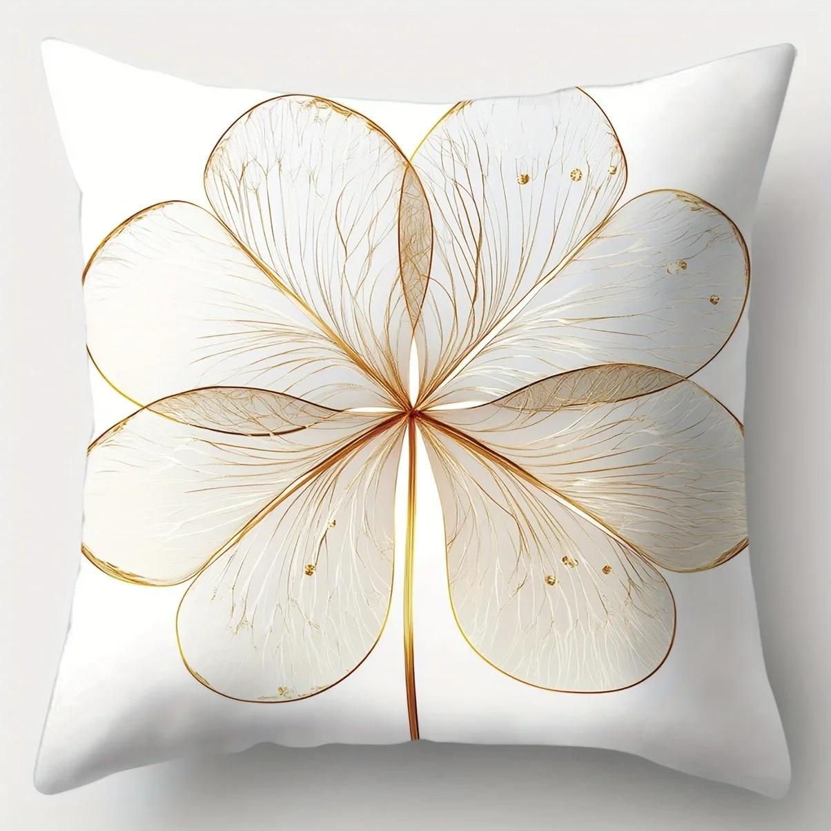 

Luury Gold - Leaf Floral Pillowcase, D Embossed Teture, High - end Living Room Decor, No Insertl, 66x66cm