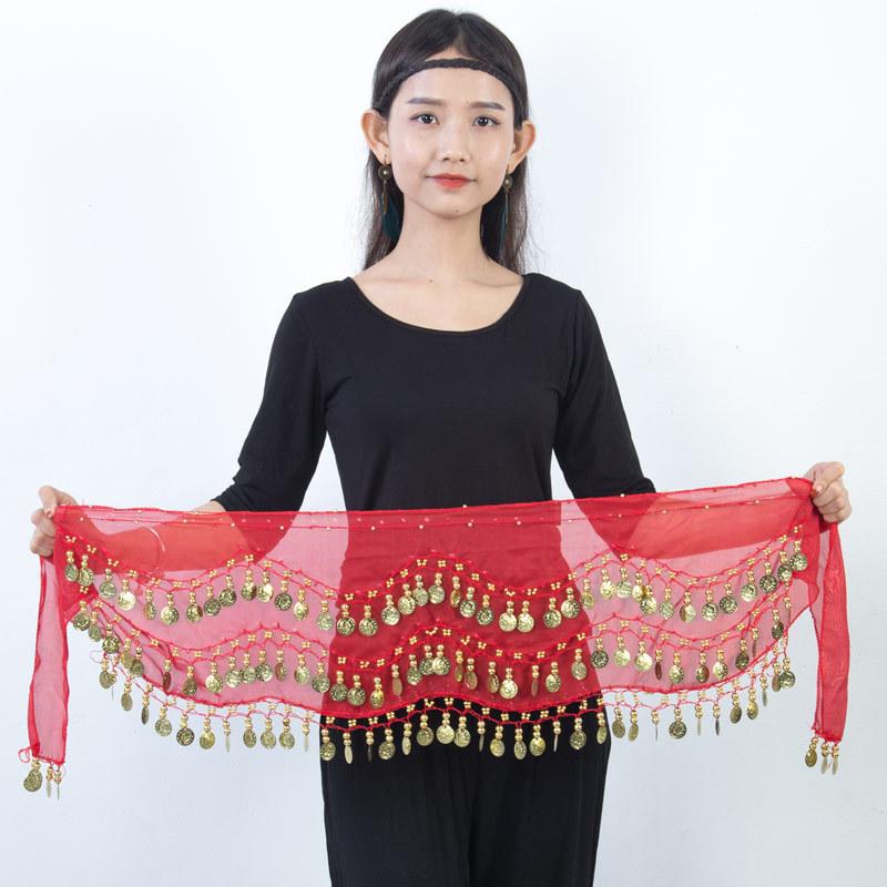 Belly Dance Hip Scarf Belly Dance Skirt Wrap Waist Chain Sequins Coins Belly Dancer Costumes