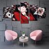 Girl Playing Cards Frame Poster 5 Pcs Japan Style Yumeko Jabami Wall Art Print Modular Canvas Painting Decor Home Anime Picture