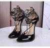 Cross Tied 16cm Heels Roman Women Shoes Fashion Thin with Sandals Big Size Shoes 47 Evening Model Nightclub WZ