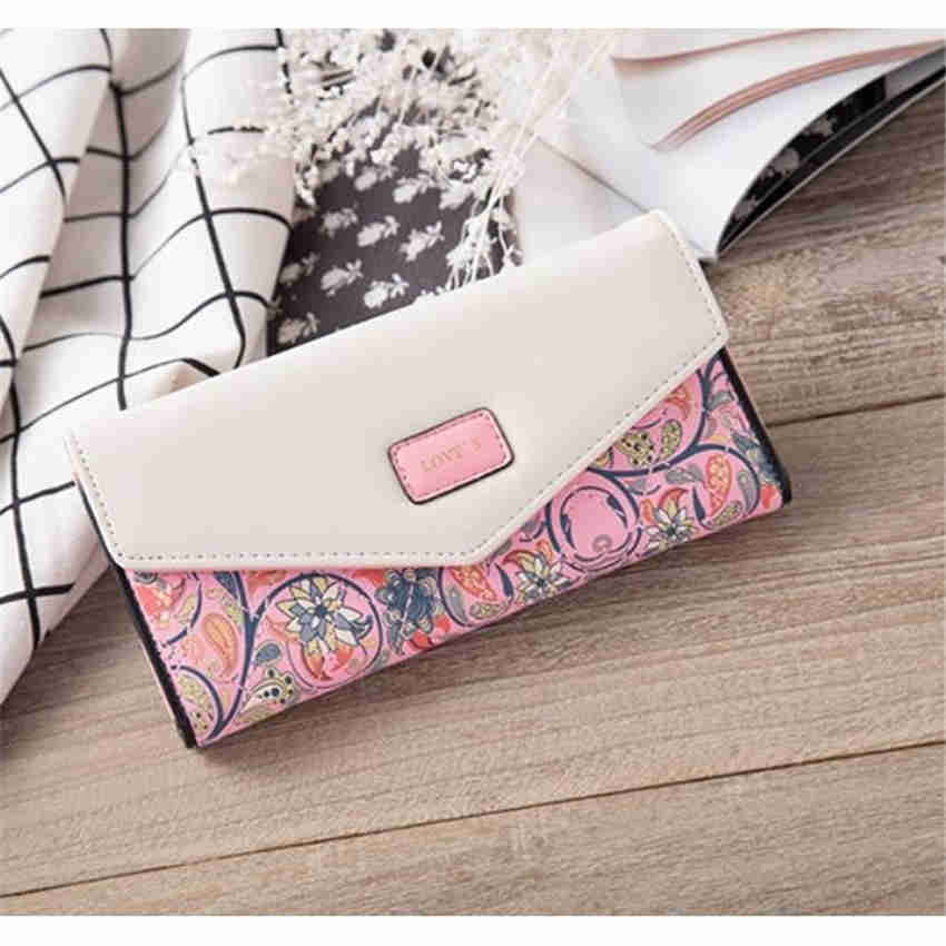 Fashion Females Small Floral Rhombus Envelope Buckle Long Wallet Women Clutch Wallet