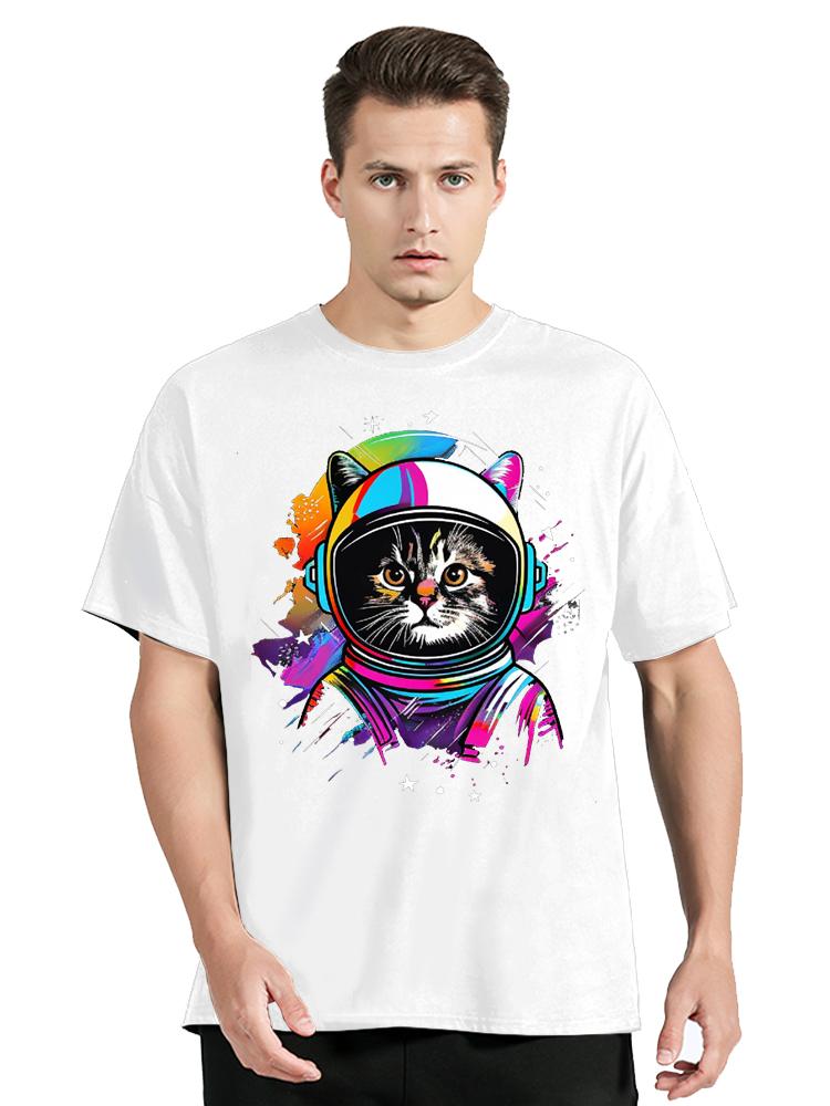 Lustiges Geschenk Weltraum Purrsuit of Cat Abenteuer T-Shirt Unisex Oberteile Tees Fitness T-Shirt Streetwear Grafik Übergroße Kleidung