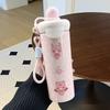 Cute Pink Bear Insulated Water Bottle, Leakproof Stainless Steel Thermos for Daily Use