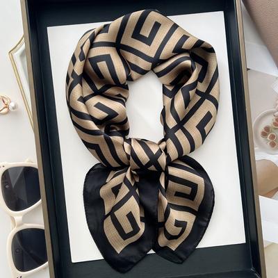 Módní Luxusní Značka 70cm Hedvábný Čtvercový Šátek Dámský Saténová Kravata do Krku Dámská Čelenka Bandana Šátek na Hlavu Šála Zábal Hidžáb Echarpe