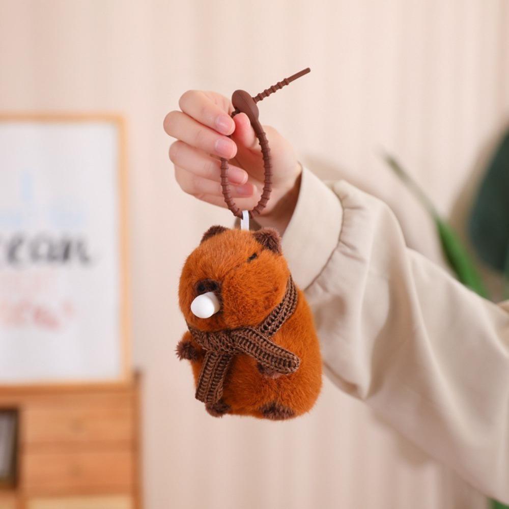 

Relax Spit Bubble Capybara Keychain Rubber Plush Toy Key Ring Adorkable Squeeze Doll Pendant Boys коричневый