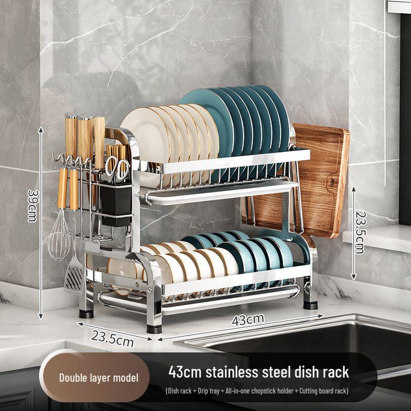 Multi-Functional Stainless Steel Kitchen Storage & Draining Rack