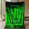Coperta in Flanella Personalizzata Monster Energy Stampa il Tuo Nome Testo Coperta Morbida Calda Regalo di Festa