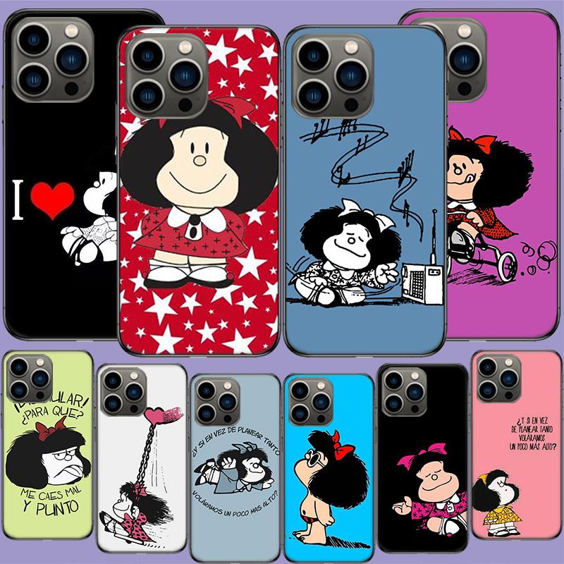 Mafalda Cartoon Phone Case For Apple Iphone 16E 16 17 Pro Max Air 15 Pro 14 Plus 12 13 Mini Cover Cute Fundas Silicone S