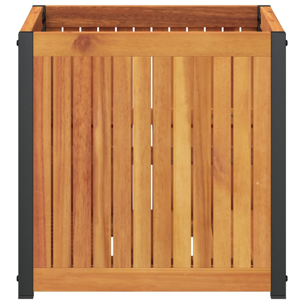 Plant Pot 45x45x44 cm Solid Acacia Wood and Steel