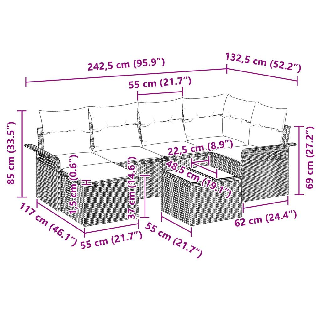 7 Piece Garden Sofa Set with Storage Black Poly Rattan