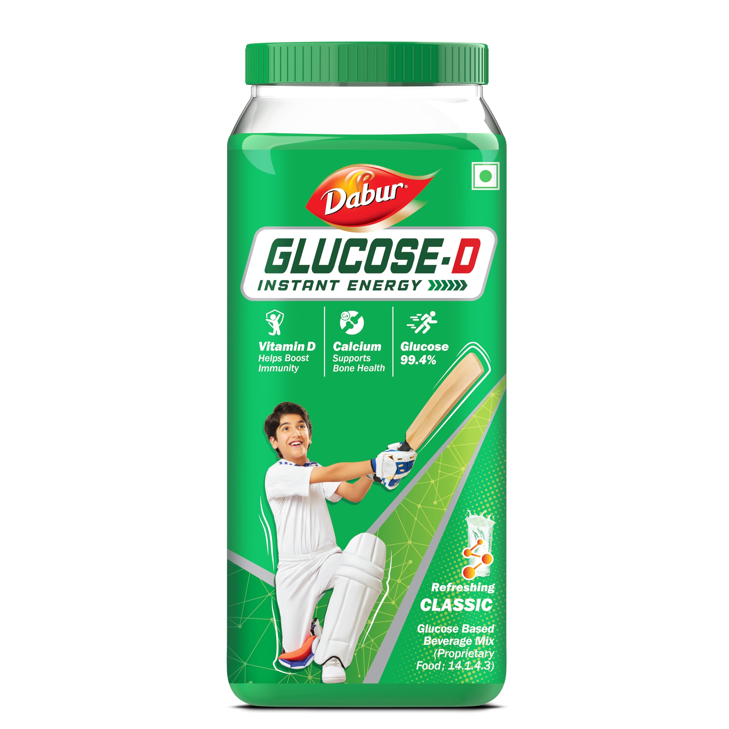 Dabur Glucose-D Instant Energy Drink Powder - 1kg | Enriched with Vitamin D & Calcium | 99.4% Glucose Quick Energy Replenishment Formula | Easy to