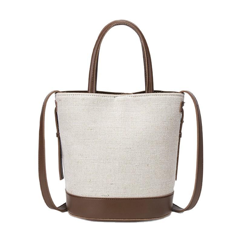 Simple and Versatile Casual Large-capacity Messenger Bag Bag Women's Korean Version Fashion Canvas Portable Bucket Bag Women's Shoulder Bag
