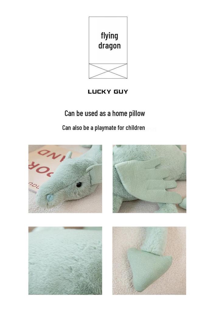 Grande Peluche Dragon Volant - Adorable Oreiller Câlin Dragon du Ciel Cadeau