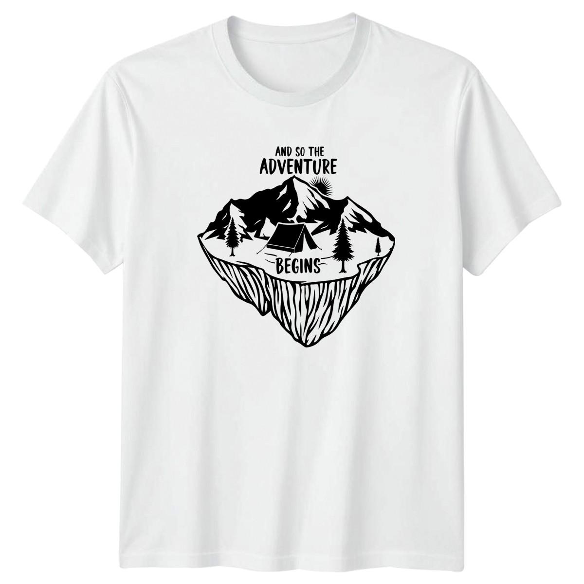 And So The Adventure Begins T-Shirt Camping Hiking Outdoors S