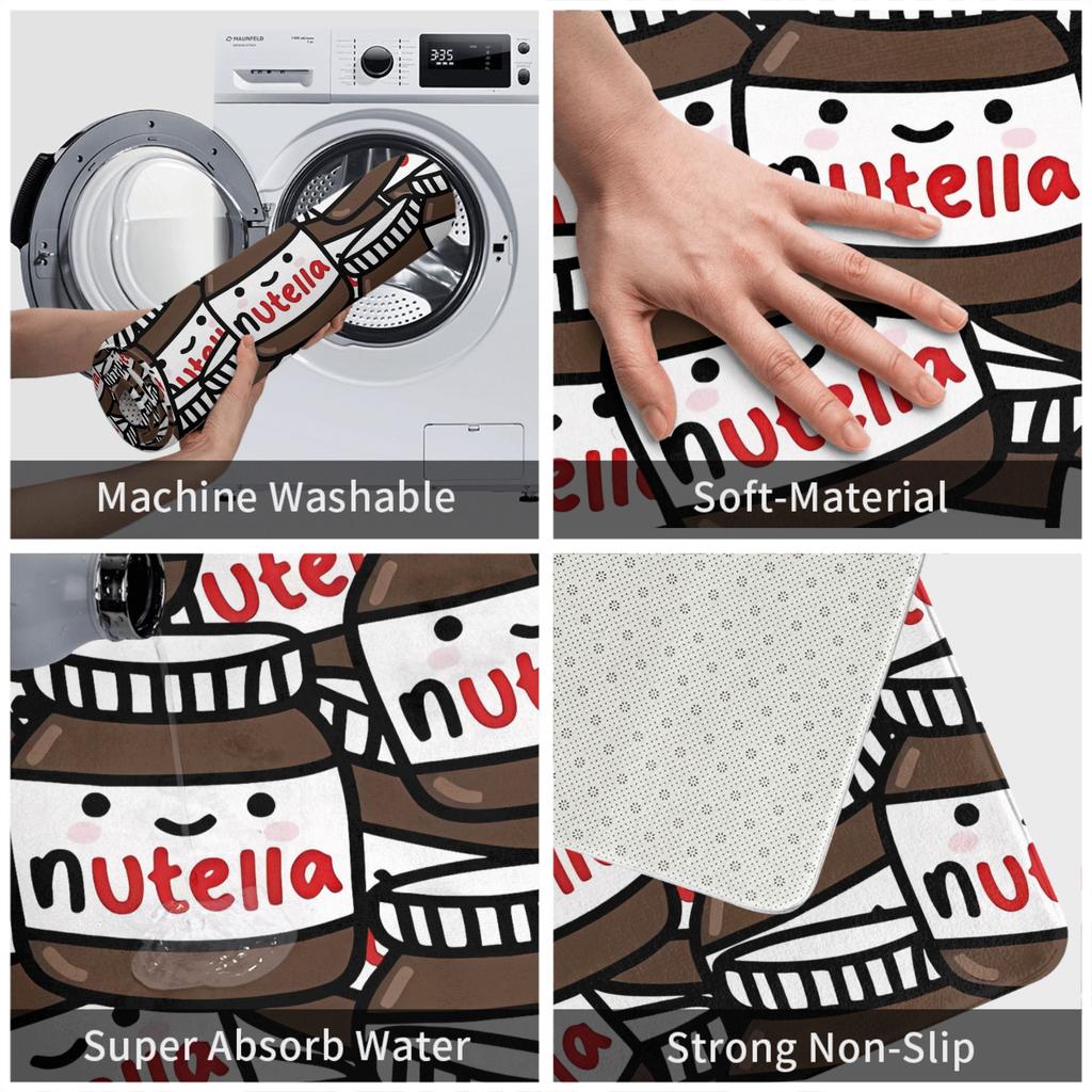 Chocolate Spread Art Doormat – Fun Toasted Bread & Cream Rug for Kitchen Entryway | Machine Washable Indoor Decor Mat