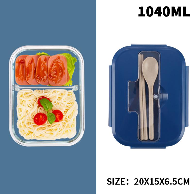 3/2/1-Compartment Heat-Resistant Glass Lunch Box With Cutlery Spill-Proof Office Airtight Lunch Box Bento Box Microwaveable