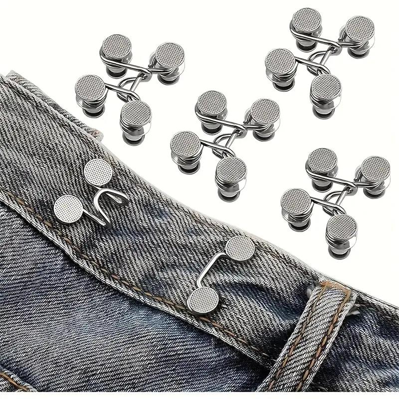 2pcs-Sets Metal Jeans Waist Buckle Adjustable Nail-free Snaps Fastener Button Detachable Waist Tightener Household