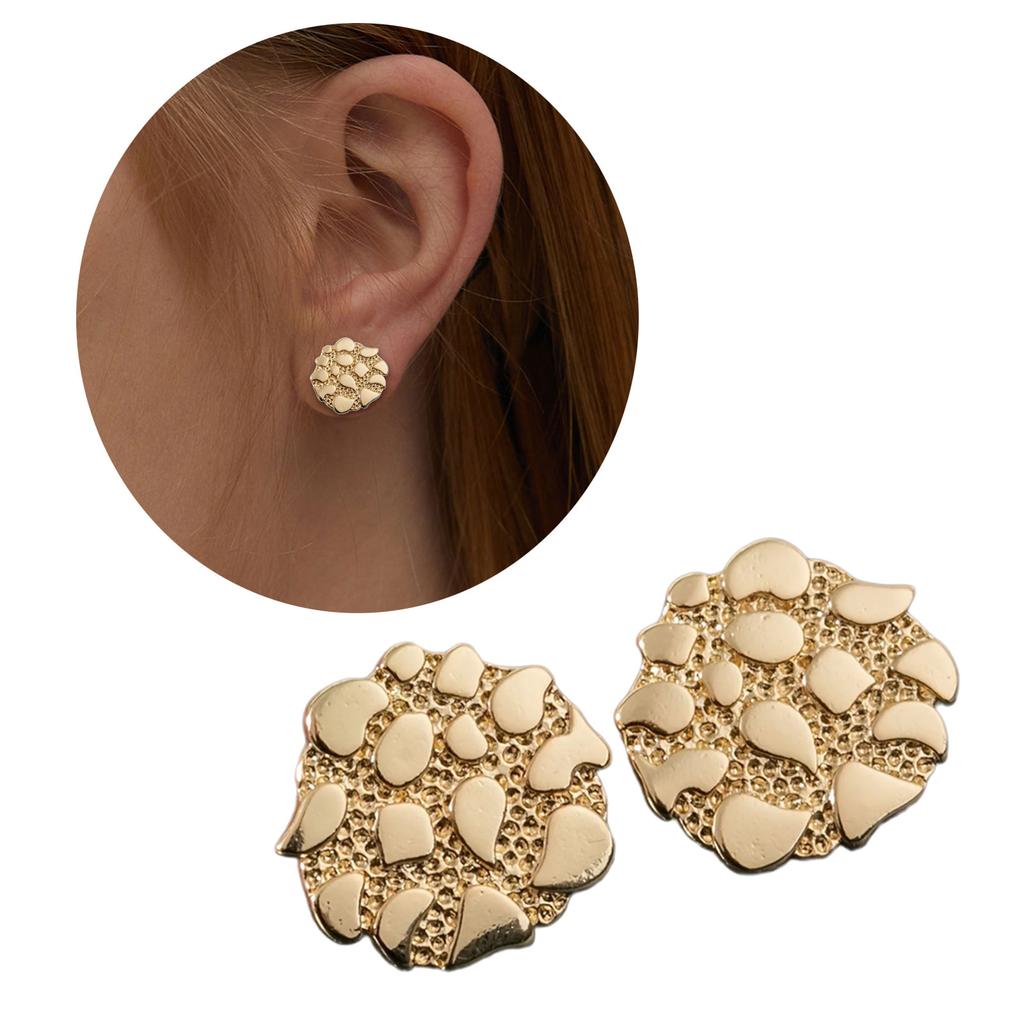 Vintage Gold Geometric Earrings Women Irregular Earrings Alloy Texture Perfect for Daily Wear and Special Occasions