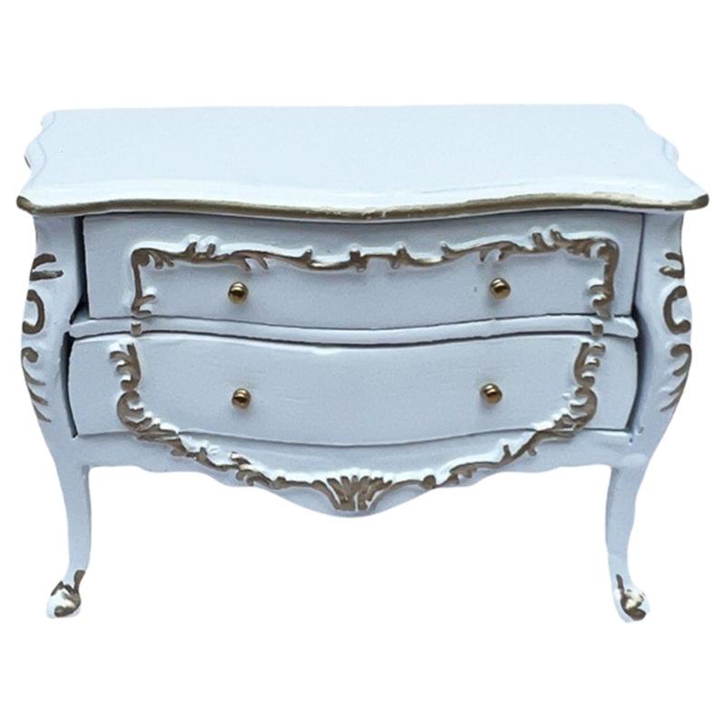 

Кукольные домики Дисплей Прикроватная тумбочка Белый Деревянный Кукольные домики Шкаф с ящиками Прикроватная тумбочка Золотые акценты белый