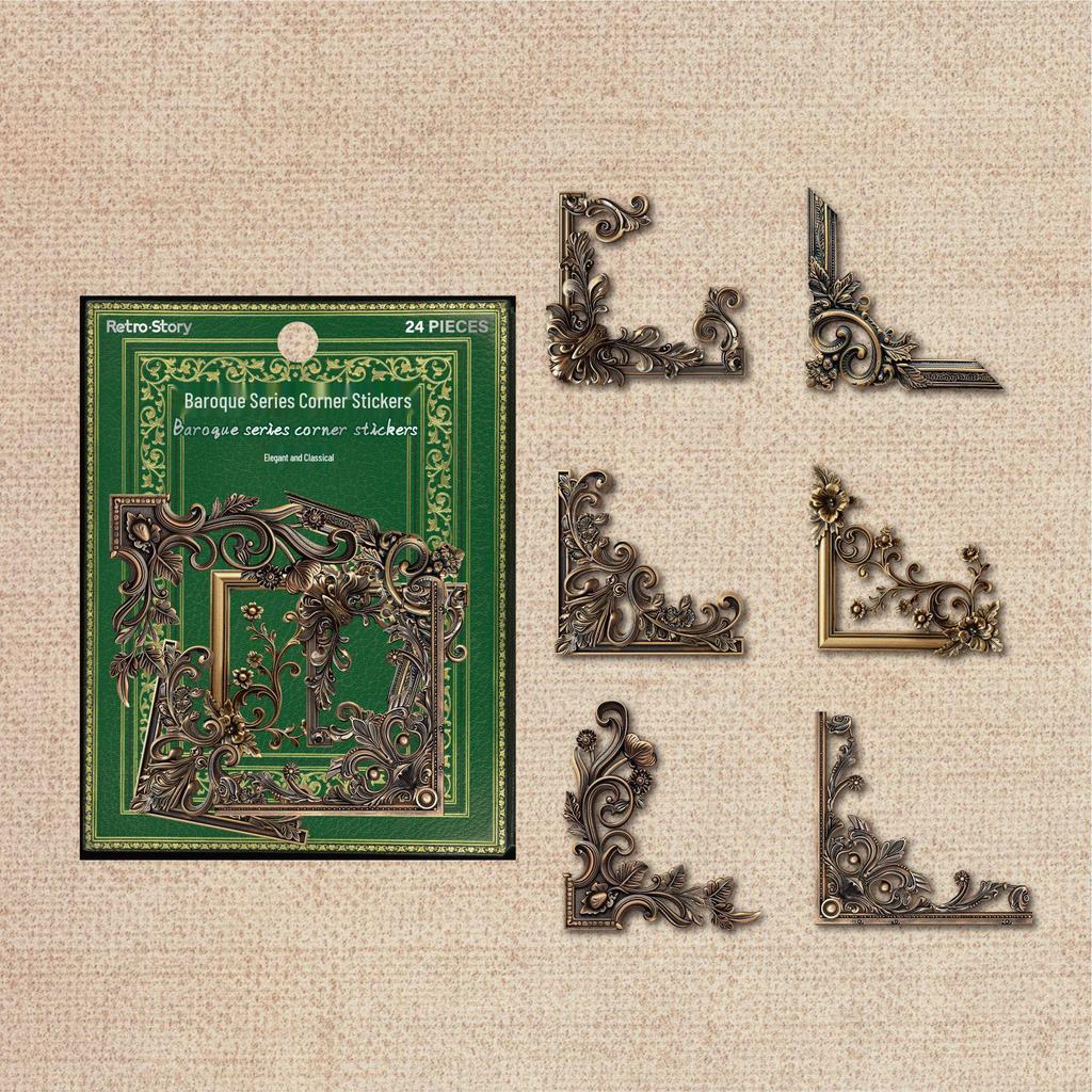 Retro Courtyard Rose Corner Stickers: Flower Journal DIY Decor Set