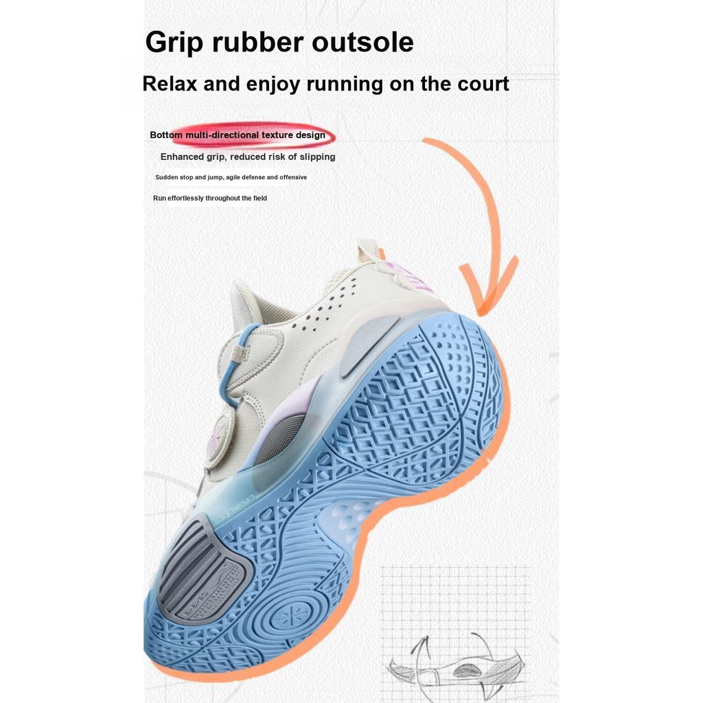 Li Ning All City 8 Cloud Shock Absorption Rebound Mid-Top Basketball Shoes Men Basketball Shoes White Blue YKBS114-45
