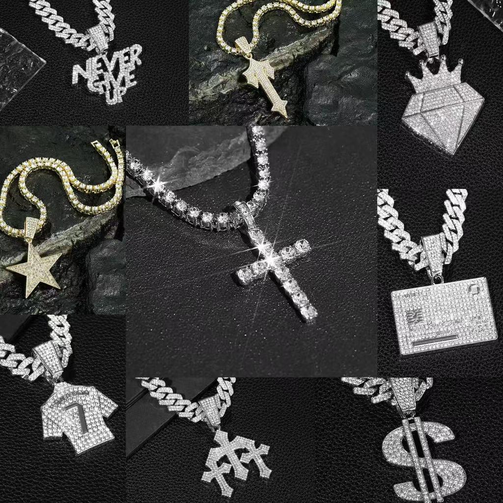 European-American Exaggerated Hip Hop Rhinestone Pendant Jewelry for Men & Women
