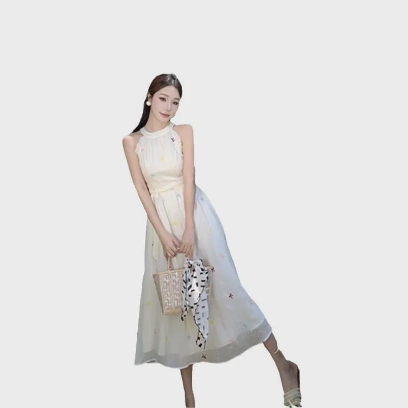 Fustă Lungă Florală Zeiță Franceză Talie: Rochie de vară dulce și elegantă pentru vacanță