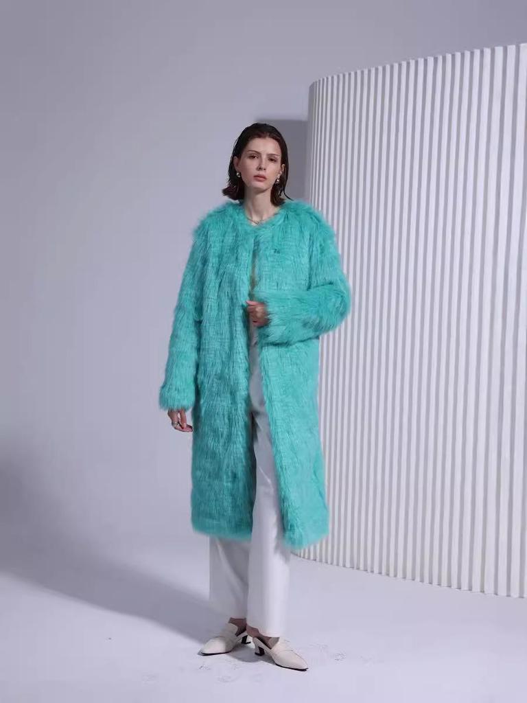 Women's Eco-Friendly Faux Lamb Curly Fur Coat - European & American Style Overcoat