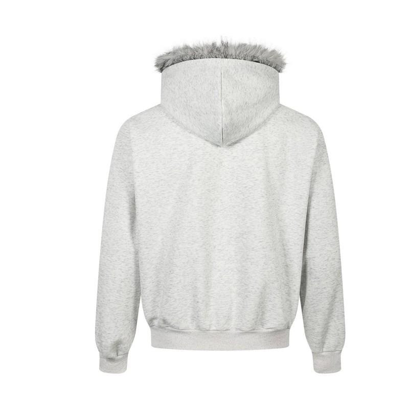 Magic Bear American Retro Street Rock Fleece Hooded Zip Sweatshirt Casual Jacket Teens