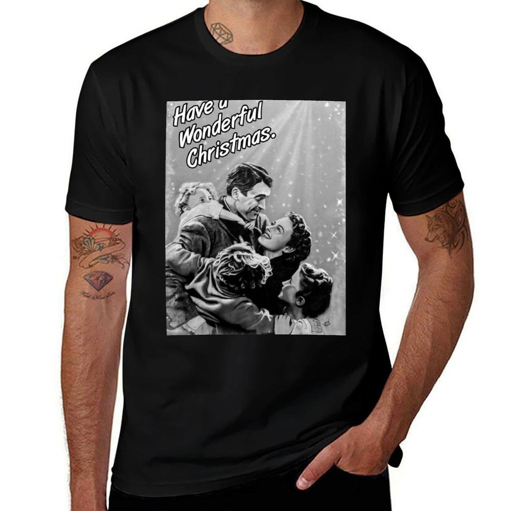 Its A Wonderful Life Christmas Tshirt Active Sports Short Sleeve Cotton Shirt