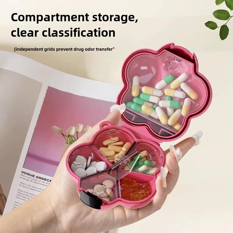 UNTIOR Pill Box Mini Multi-Function Travel Medicine Organizer with Compartment Dopamine Wind Medicine Tablets Flower Storage Box