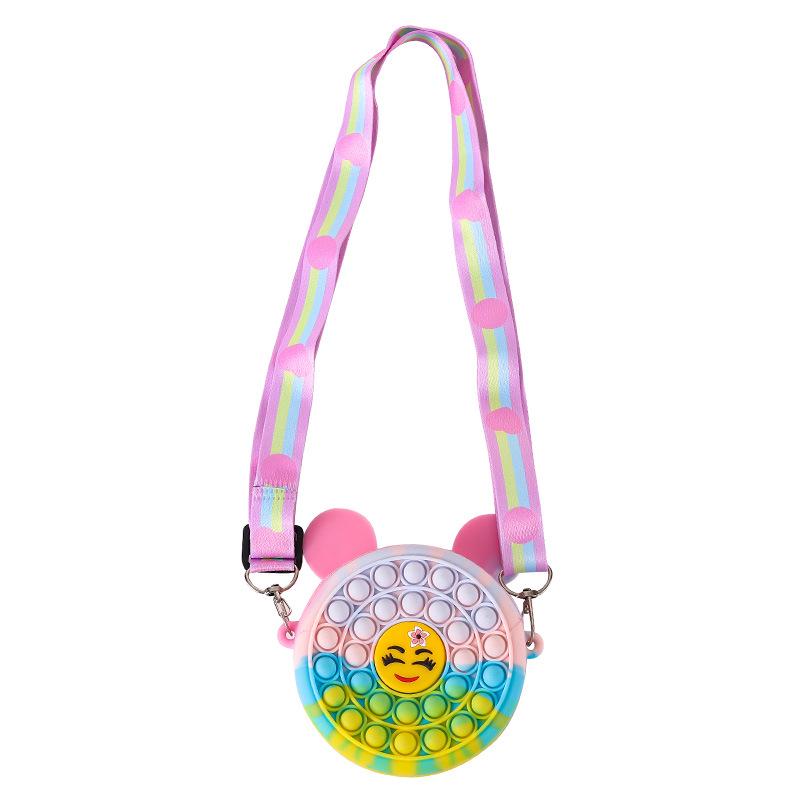 Rainbow Smiley Face Crossbody Bag: Cute Silicone Coin Purse for Girls