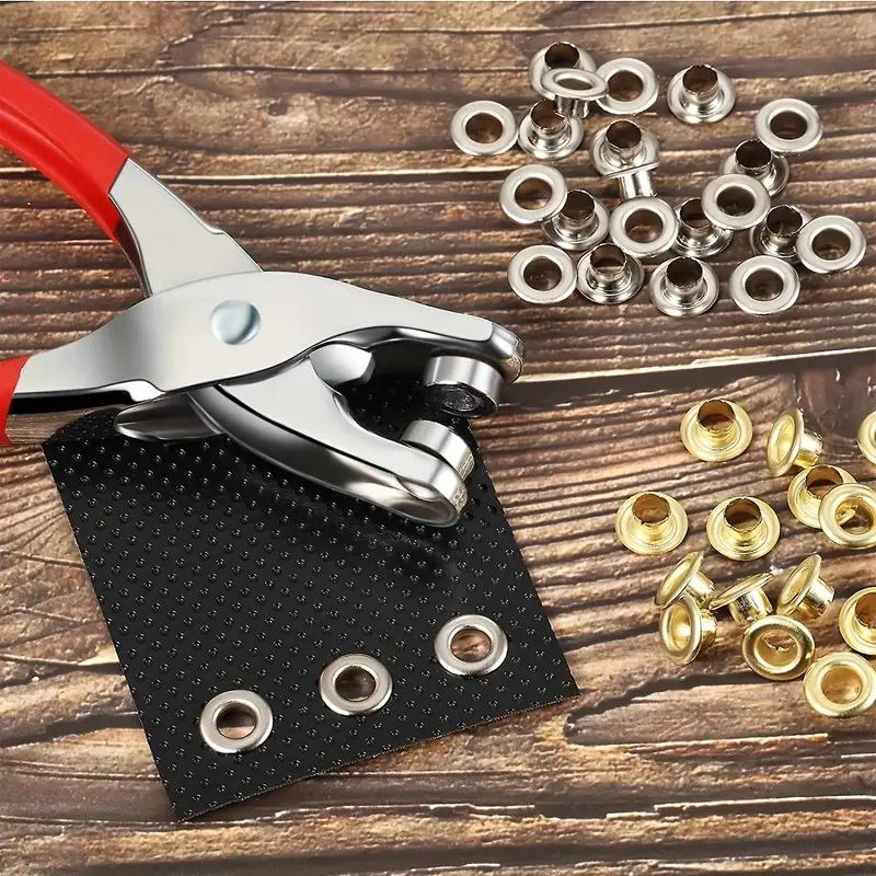 100pcs Prong Rings 4mm Buckle Buttons Metal Colour Pliers Snap Button Claw DIY Set Hand Pressure Plier Rivet Buckle Sew Tool