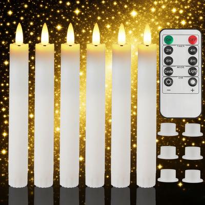 Flameless Flickering Taper Led Candles with 10-Key Remote & Lamp Holder 3D Wick Window Candles for Christmas Wedding Home Decor