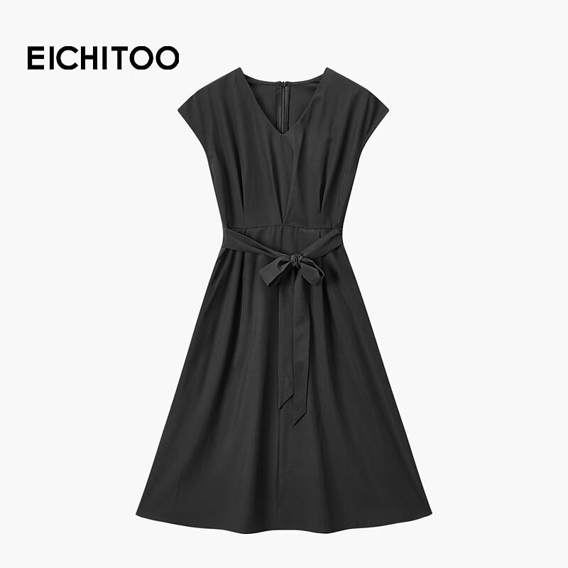 EICHITOO Summer V-Neck Short Sleeve Little Black Dress S