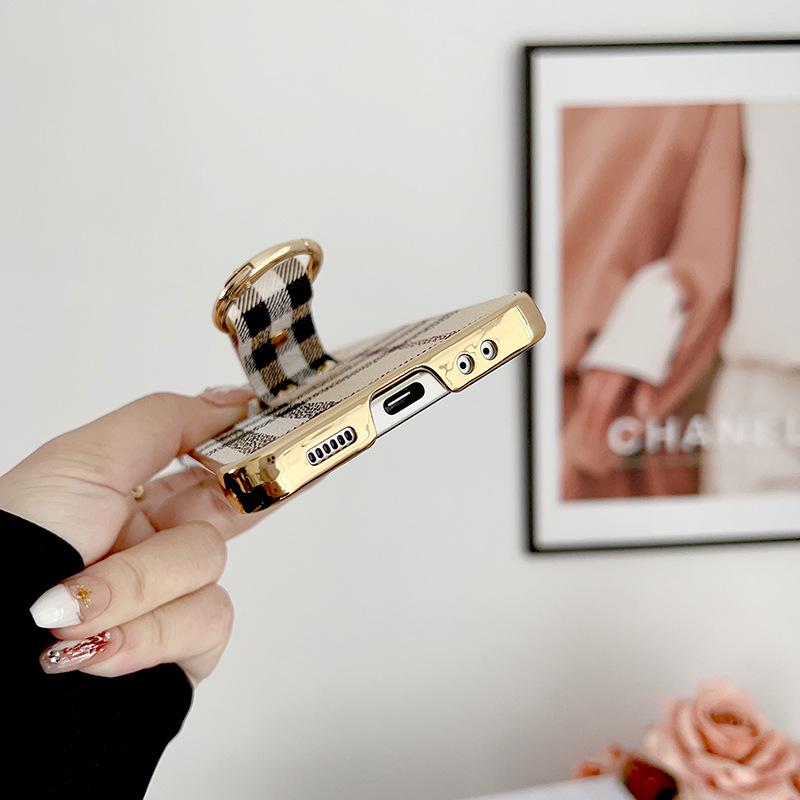 Samsung Galaxy Z Flip3/4 Electroplated Plaid Ring Buckle Case