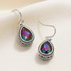 New retro colored water drop crystal earrings, bright and versatile women's earrings, popular temperament earrings wholesale
