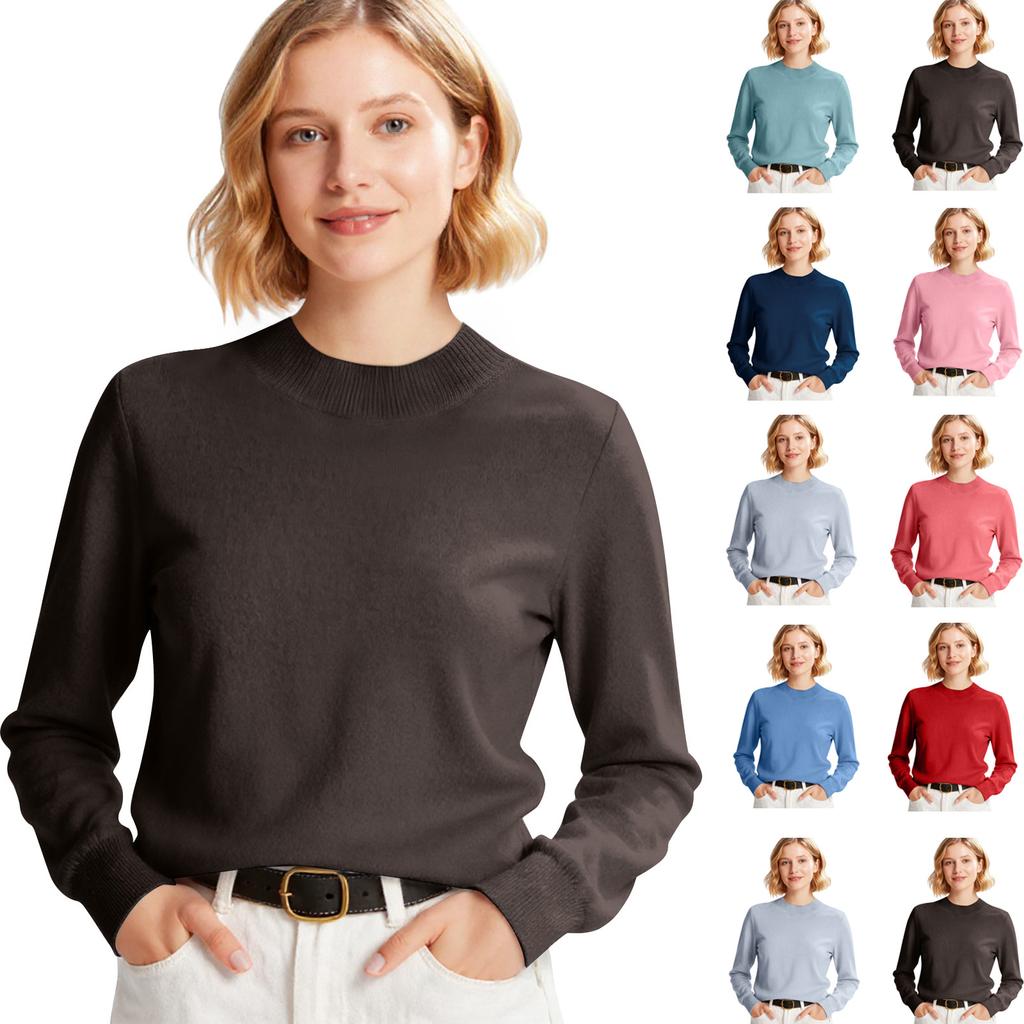 Women's Fashion Long Sleeve Slimming All-match Sweater Pullover Knit Top